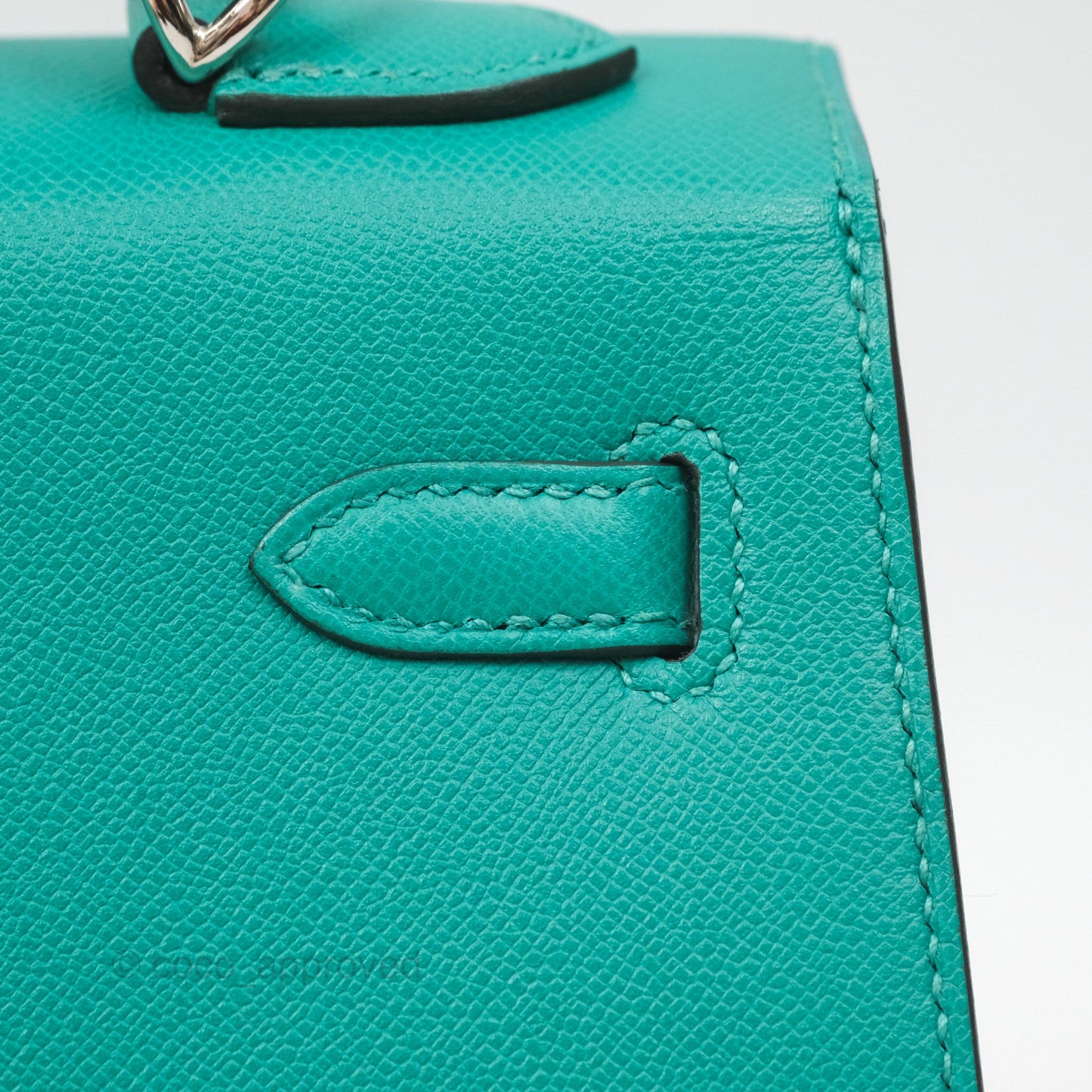 Hermès Sellier Kelly 25 Madame Leather Vert Verone U1/ Bleu De Prusse 7P Palladium Hardware