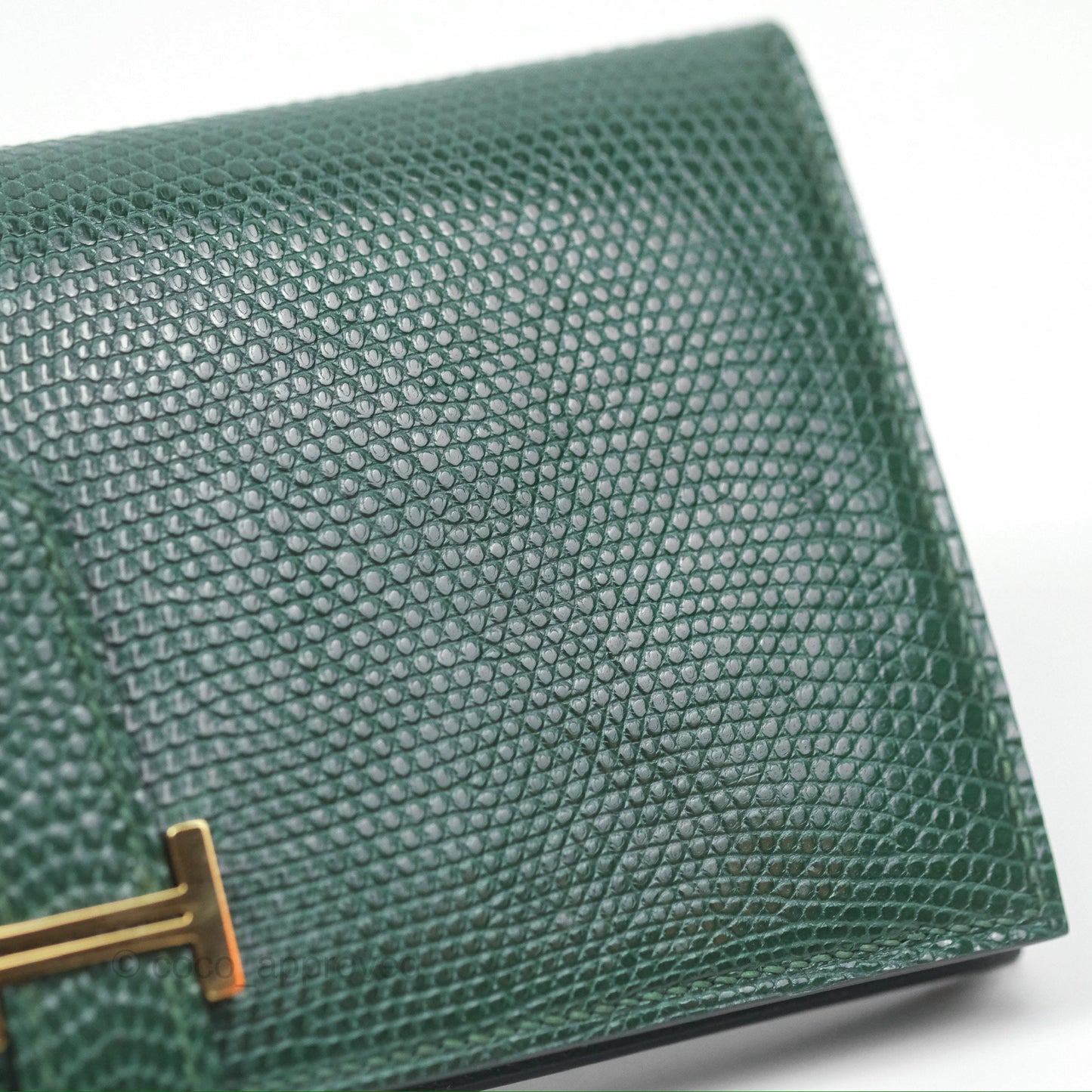 Hermès Vintage Bearn Wallet Green Lizard Gold Hardware