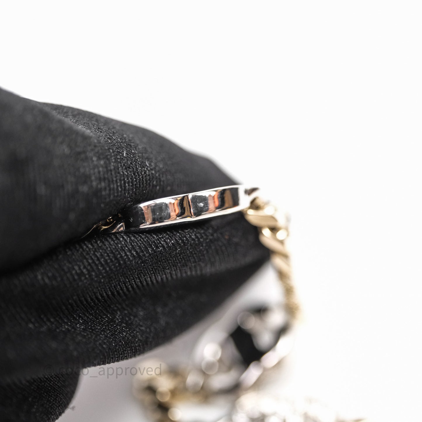 Chanel Silver CC Crystal Chain Choker Gold Tone 24V