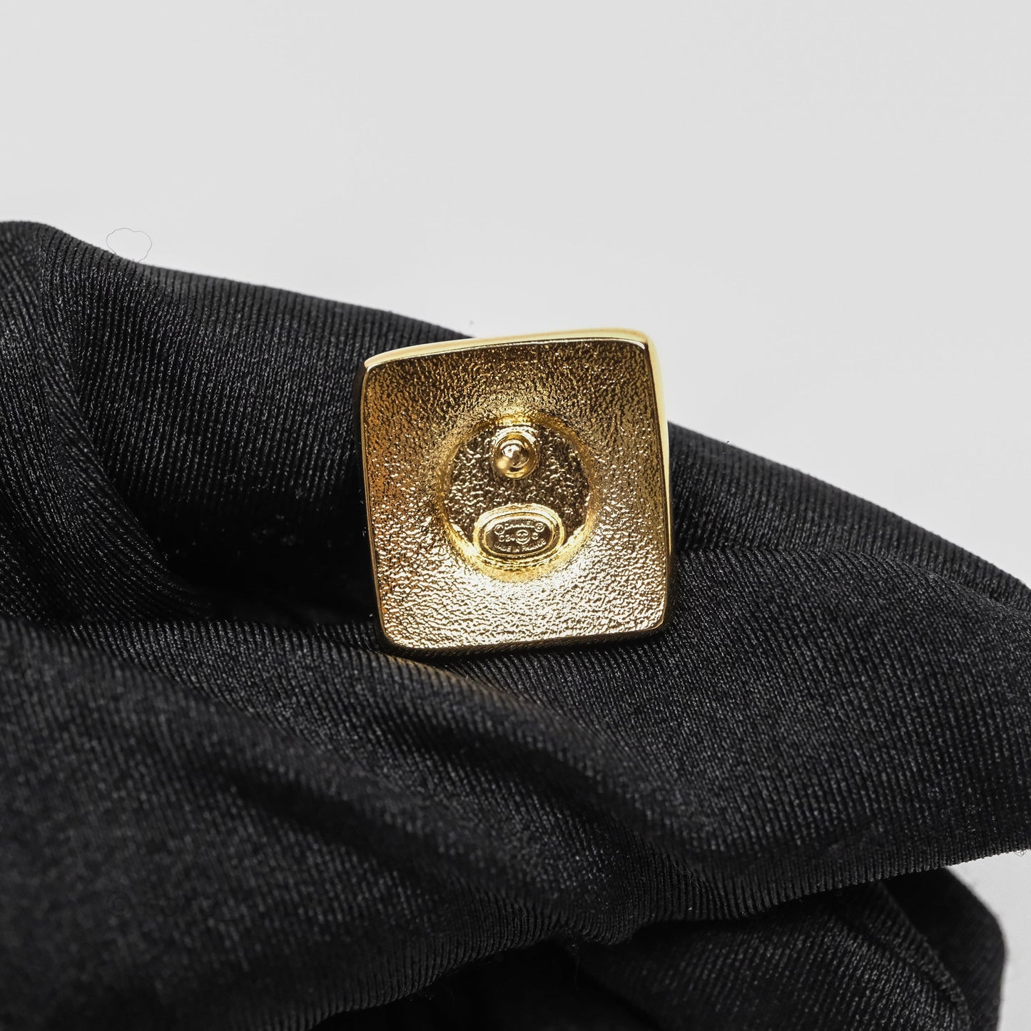 Chanel CC White Resin Square Earrings Gold Tone 24C