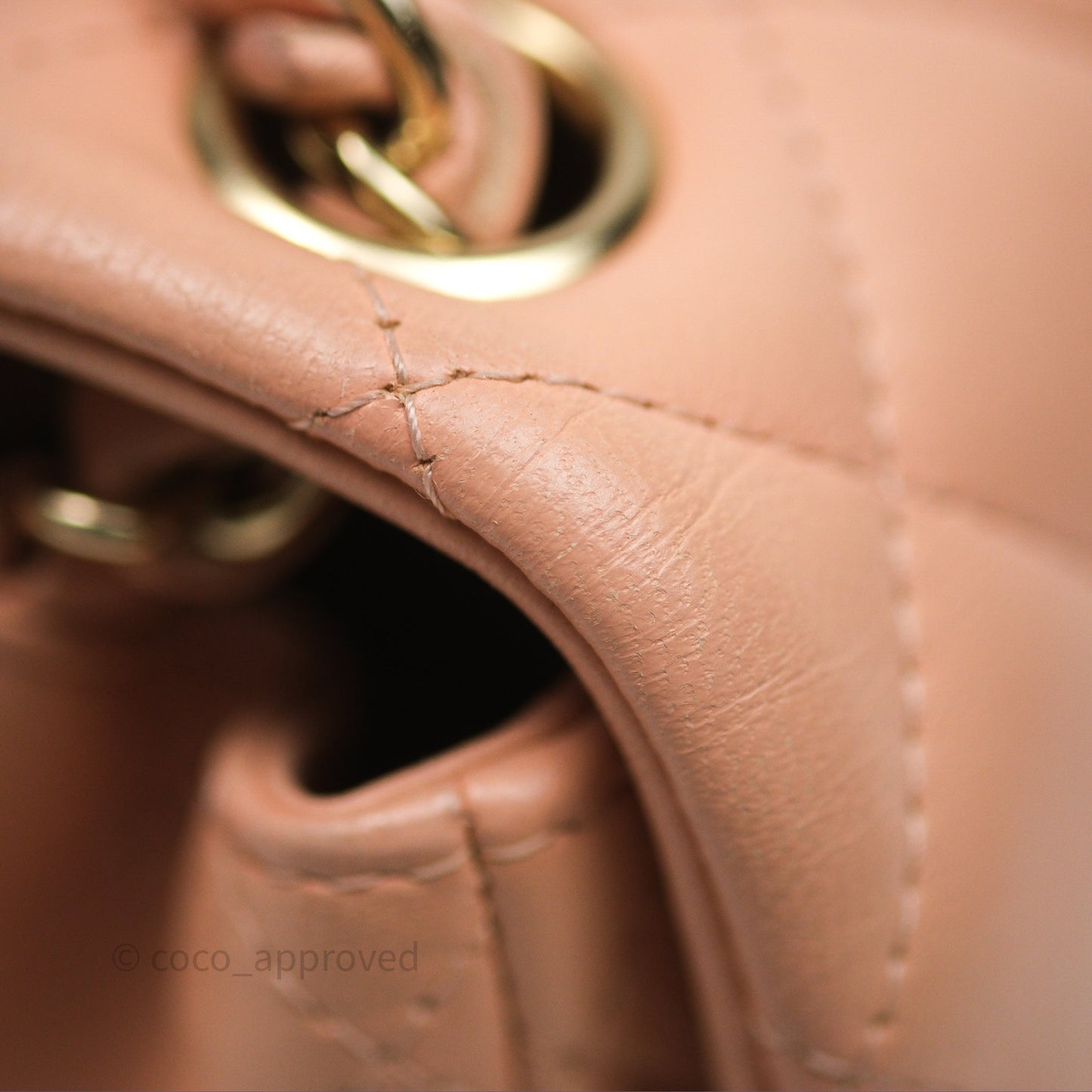 Chanel Mini Square Flap Quilted Beige Pink Lambskin Gold Hardware