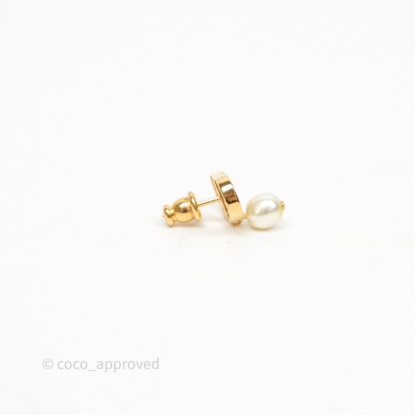 Christian Dior Petit CD Pearl Earrings Gold Tone