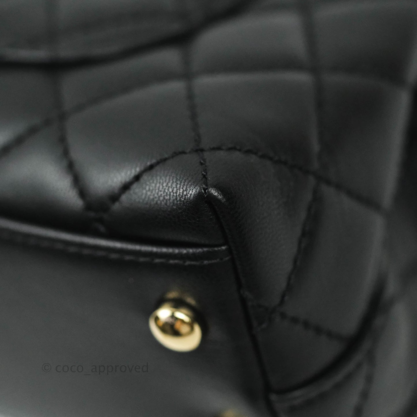 Chanel Quilted Extra Mini Rainbow Coco Handle Bag Lambskin Black Gold Hardware