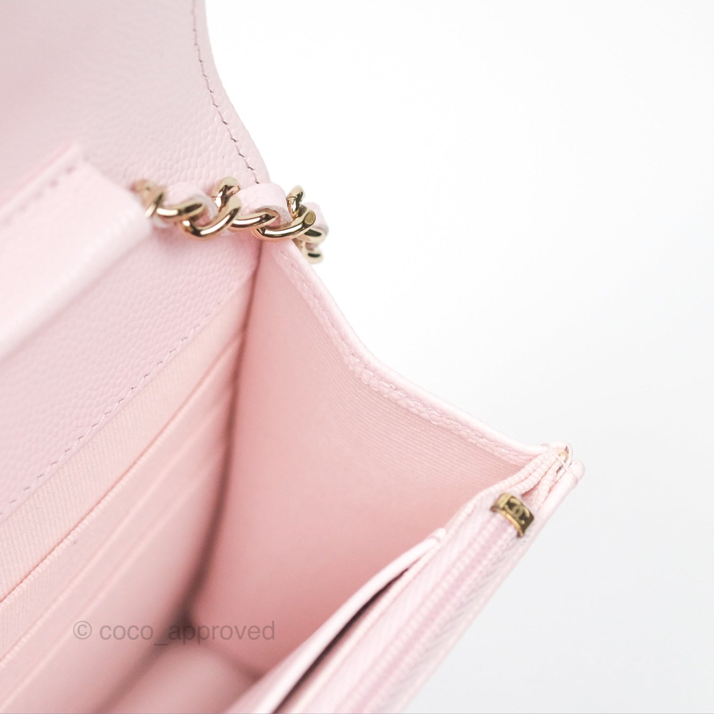 Chanel Classic Quilted Wallet On Chain WOC Sakura Pink Caviar Gold Hardware