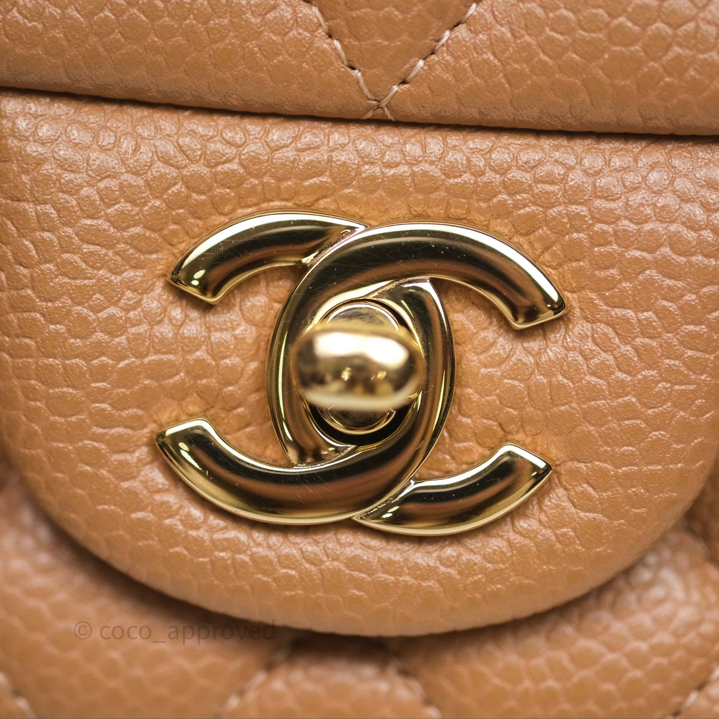 Chanel Mini Rectangular Quilted Dark Beige Caviar Gold Hardware