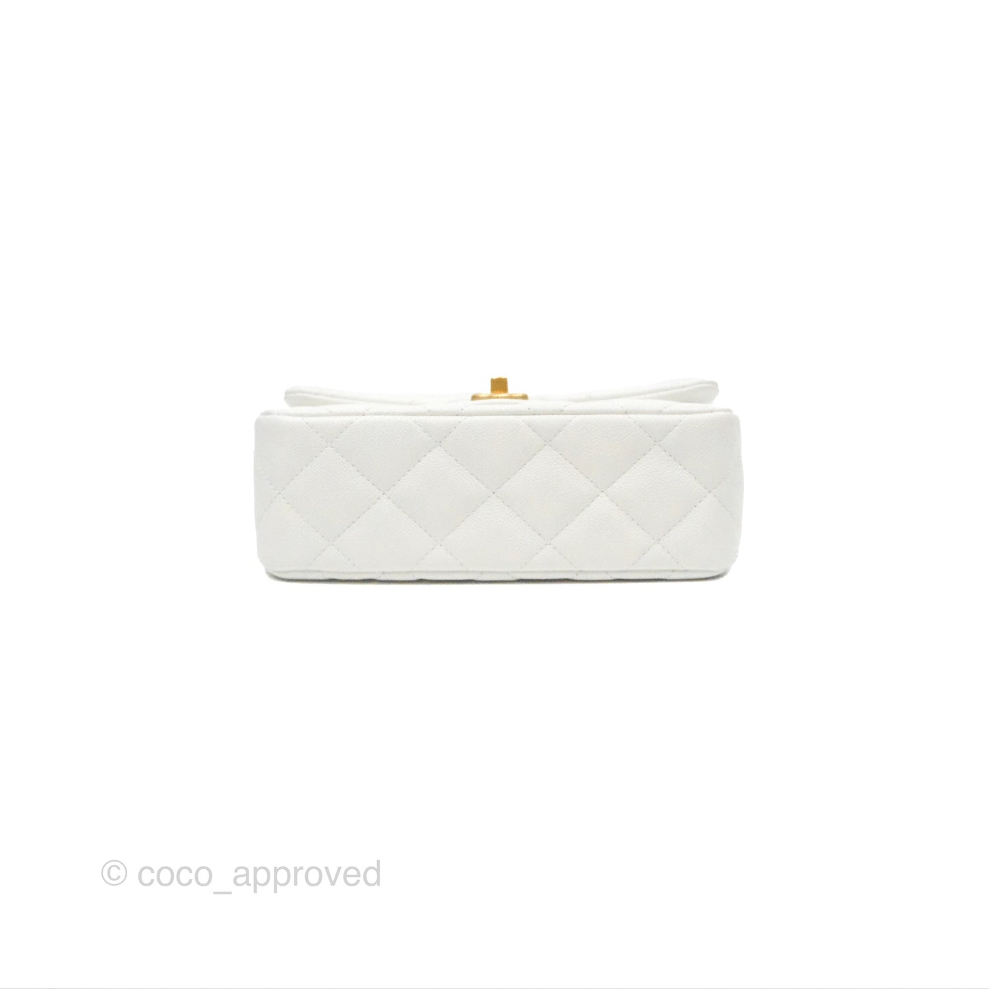 Chanel Large Flap Bag Heart Adjustable Chain White Caviar Aged Gold Hardware