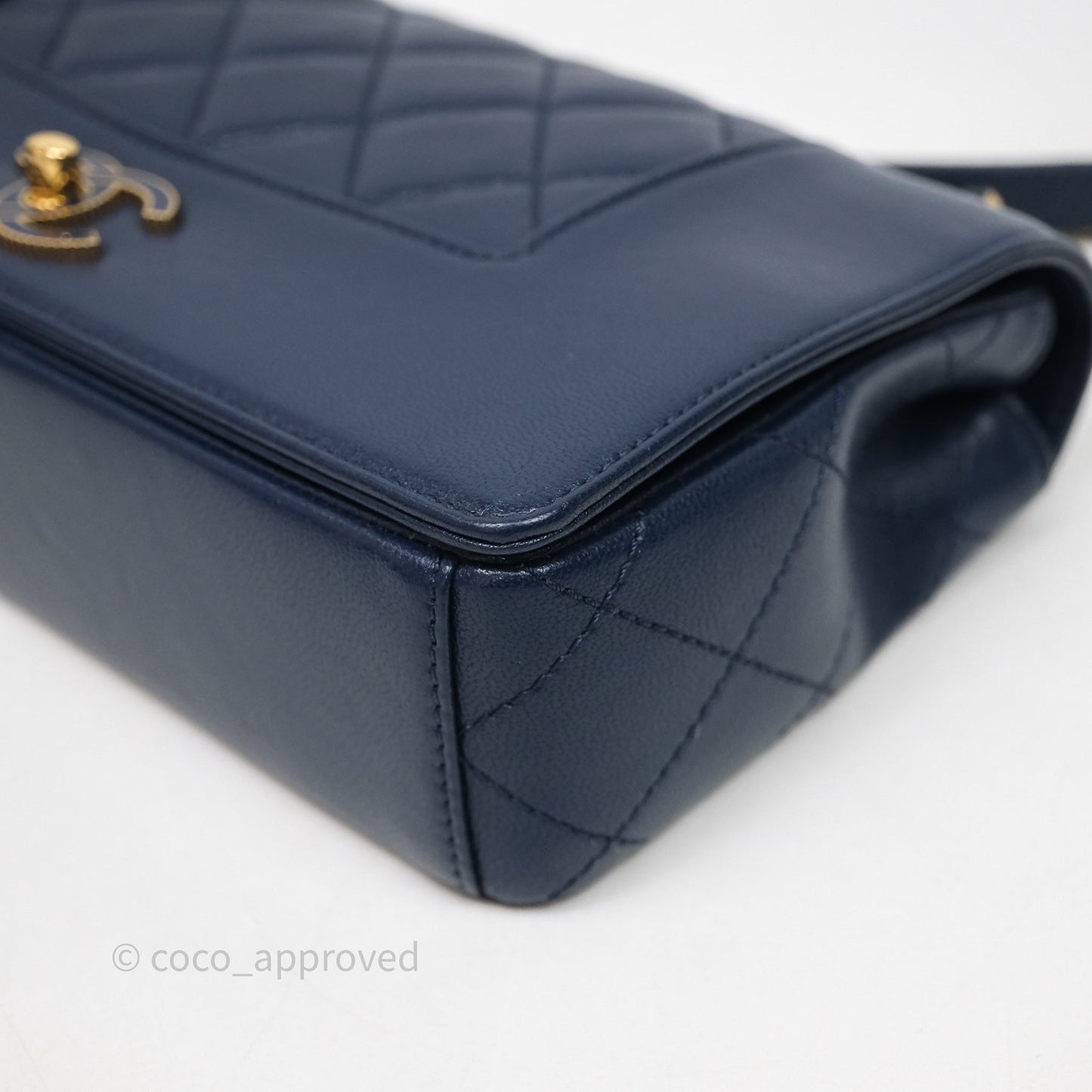 Chanel Mademoiselle Vintage Flap Bag Navy Sheepskin Gold Hardware