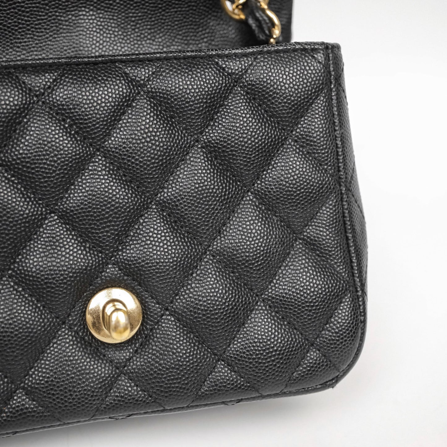 Chanel Mini Square Quilted Black Caviar Gold Hardware