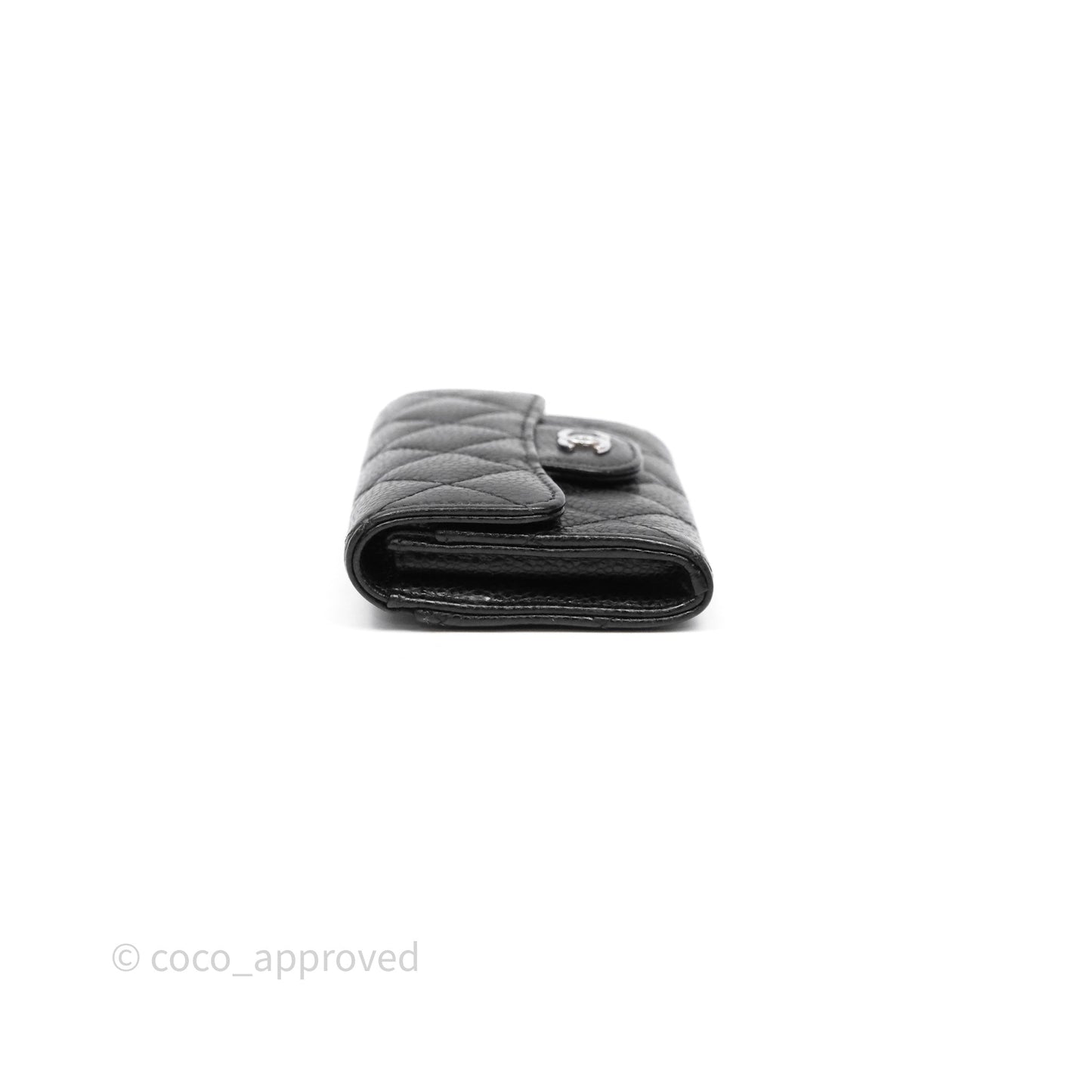 Chanel Quilted Flap Card Holder Black Caviar Silver Hardware
