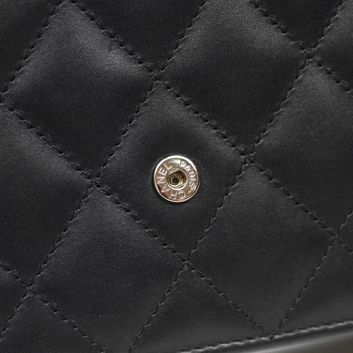 Chanel Quilted Cambon Wallet on Chain WOC Black Calfskin Silver Hardware