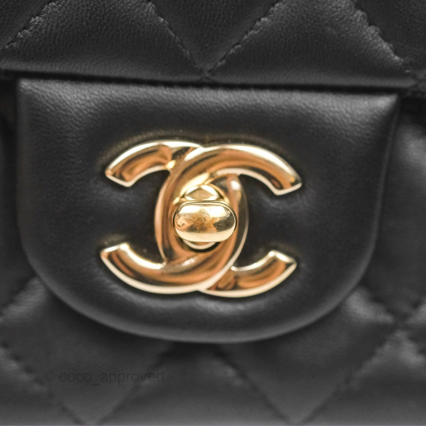 Chanel Quilted Mini Rectangular Black Lambskin Gold Hardware