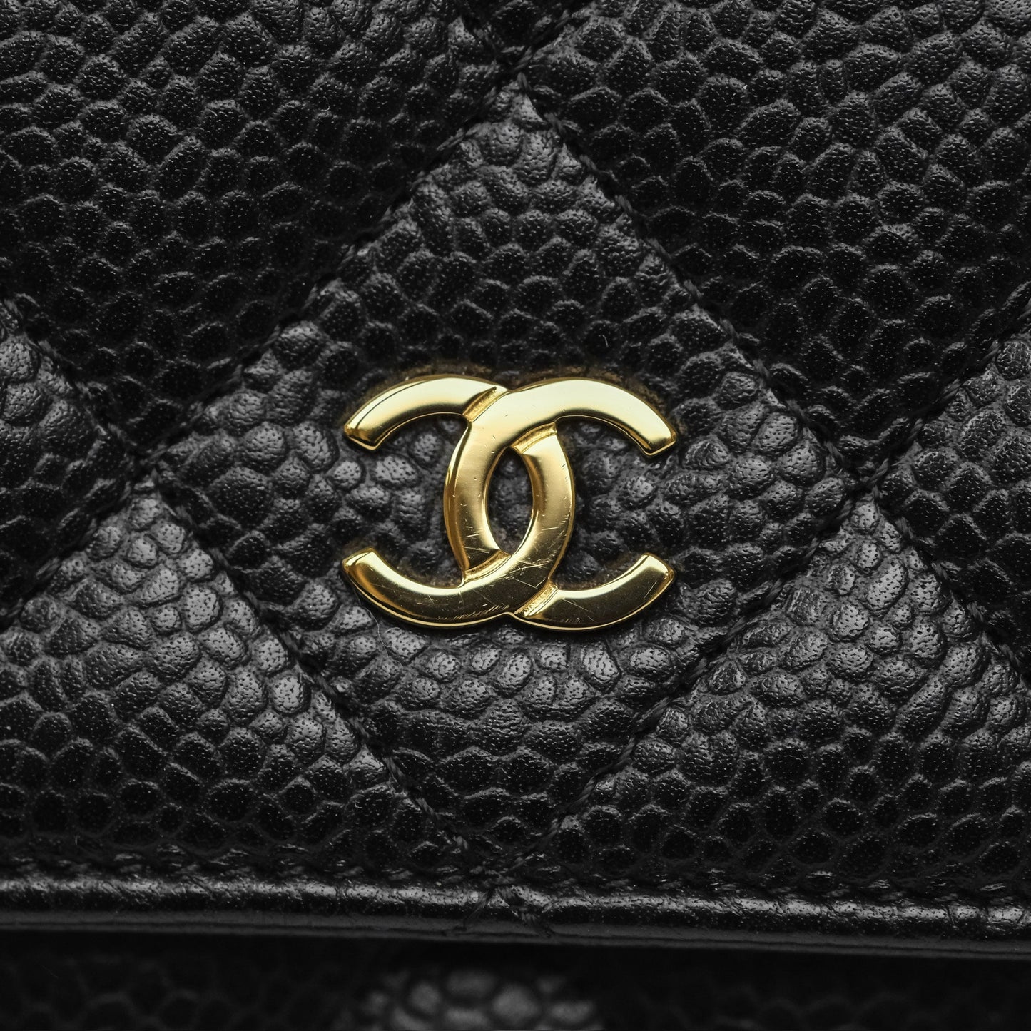 Chanel Classic Wallet On Chain WOC Quilted Black Caviar Gold Hardware