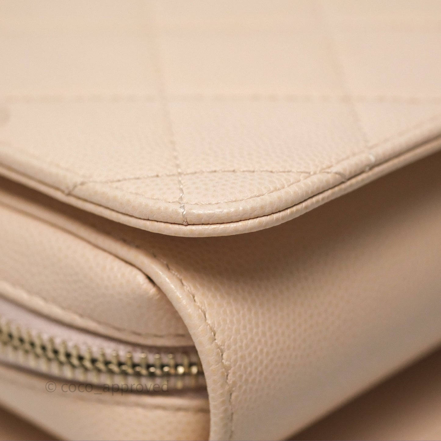 Chanel Quilted Small Like The Wallet Flap Light Beige Pink Caviar Light Gold Hardware 22C