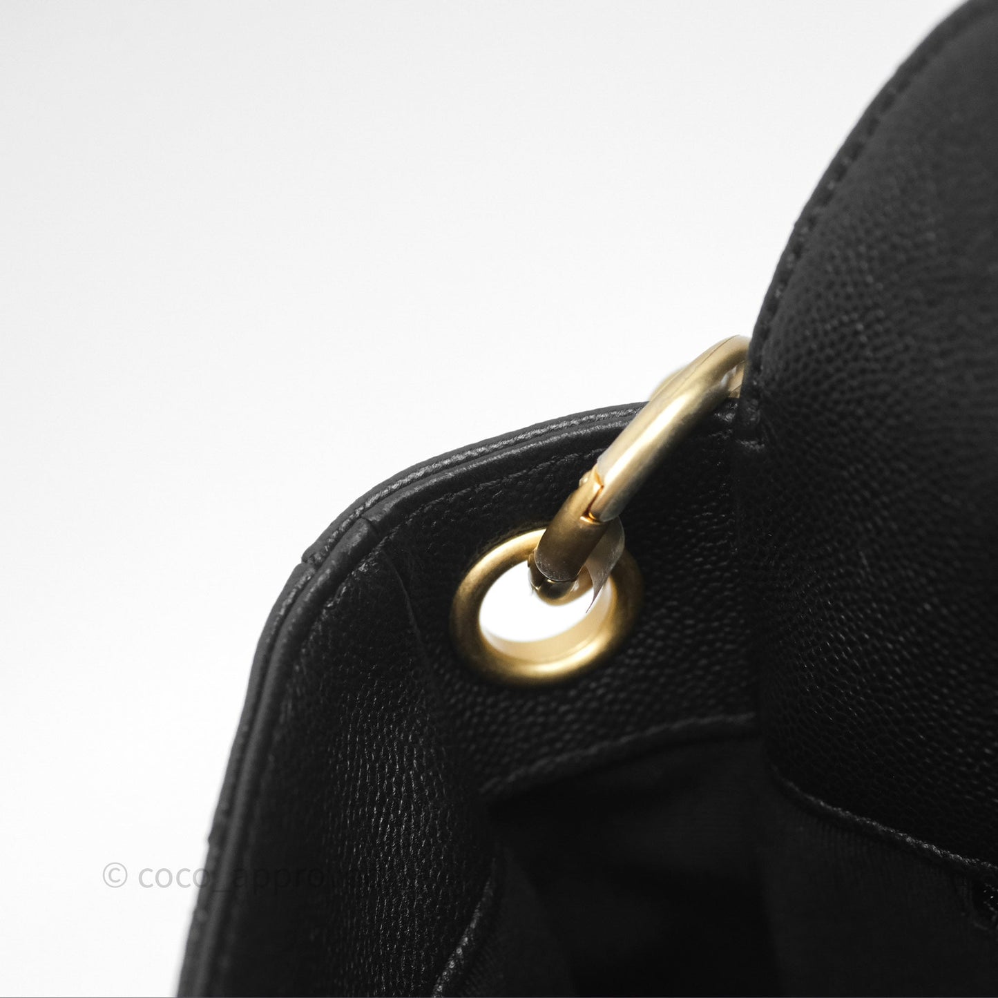 Chanel Double Pocket Hobo Bag Black Caviar Brushed Gold Hardware