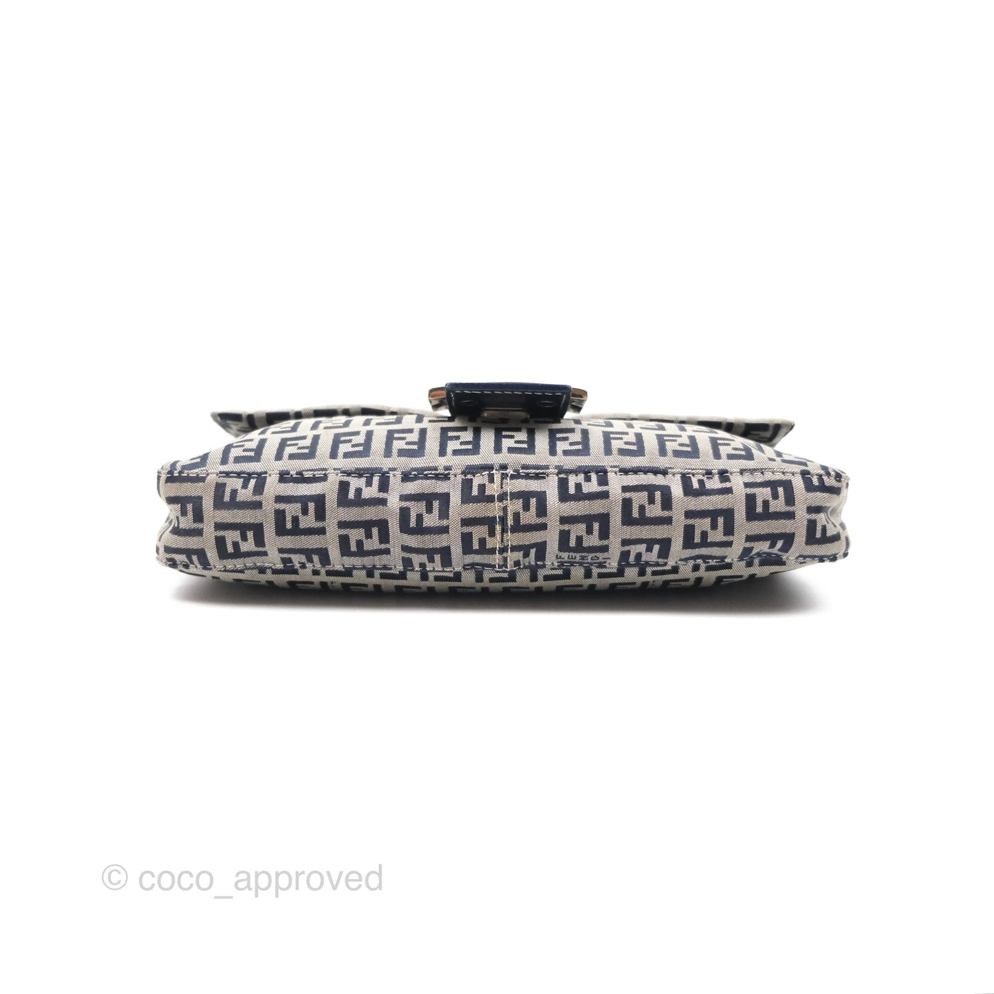Fendi Vintage Baguette Shoulder Bag Grey/ Navy Canvas