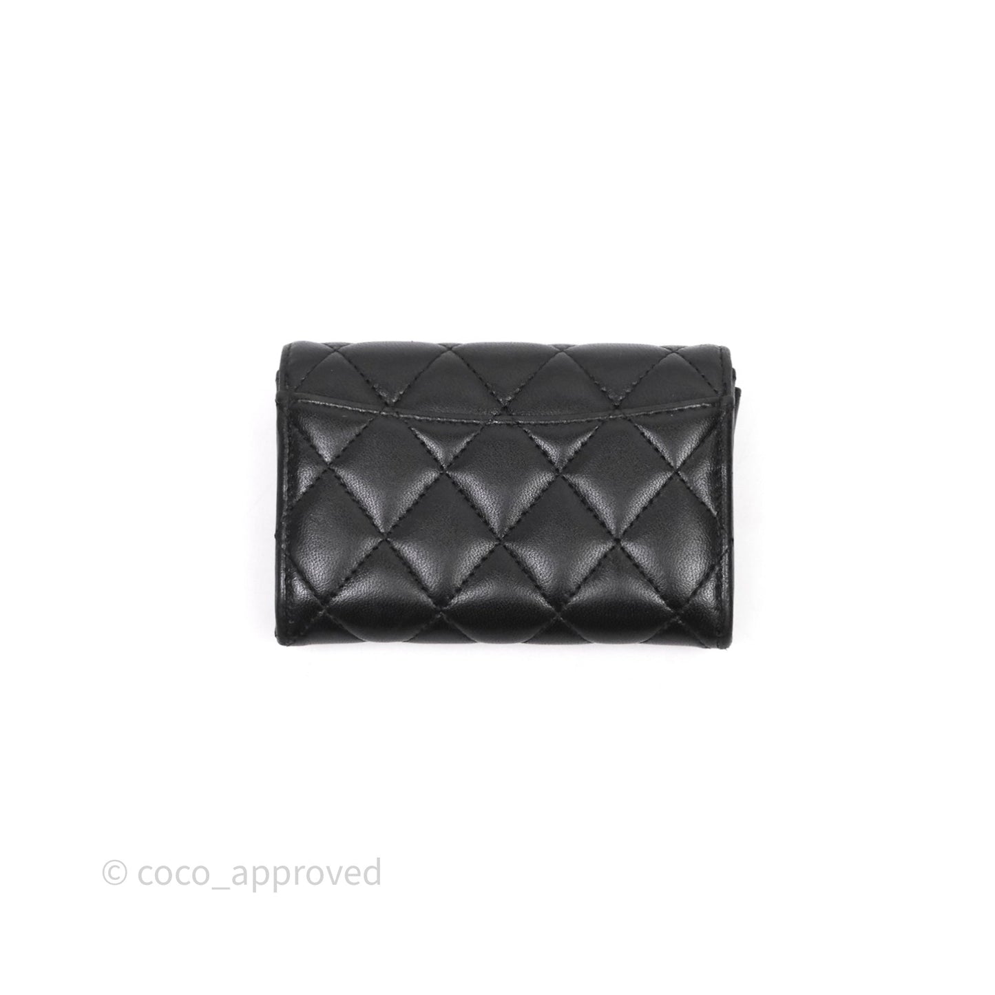 Chanel Quilted Flap Card Holder Black Lambskin Gold Hardware