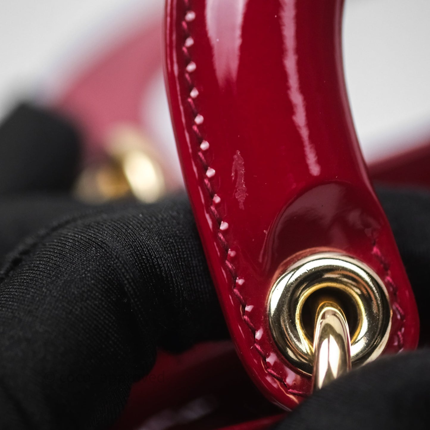 Christian Dior Mini Lady Dior Red Patent Cannage Gold Hardware