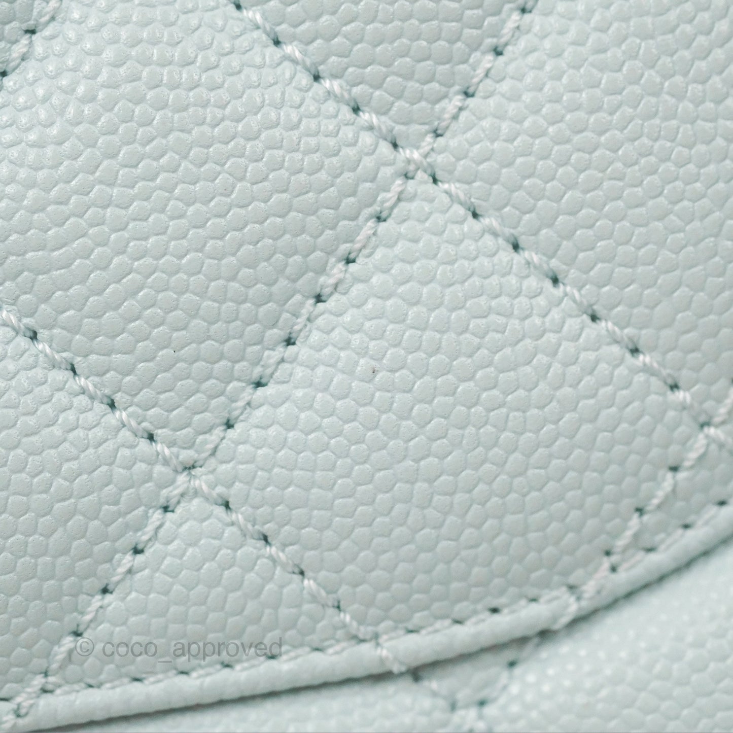 Chanel Small Coco Handle Quilted Light Baby Blue Caviar Gold Hardware