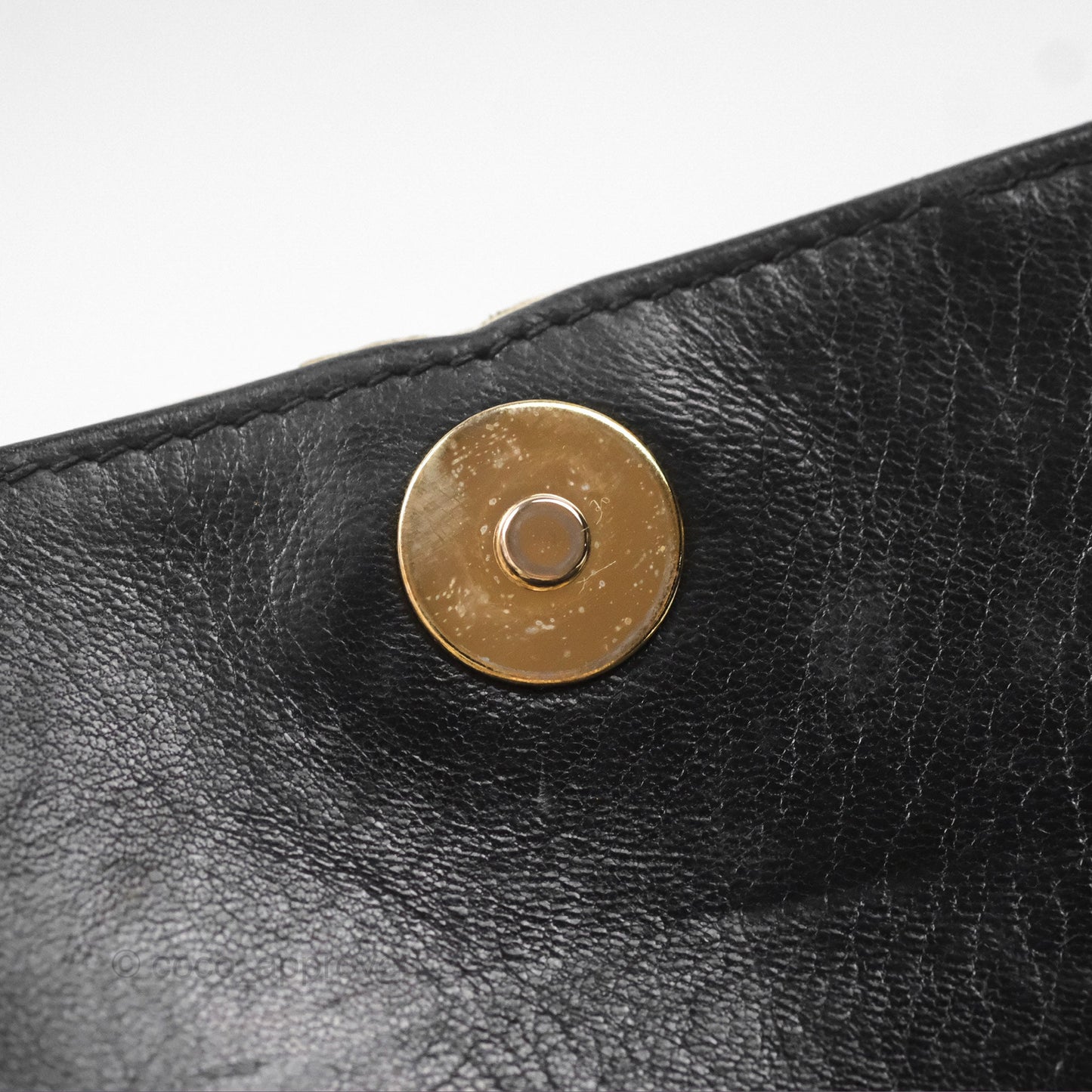 Chanel Vintage White CC Camera Bag Black Lambskin Gold Hardware