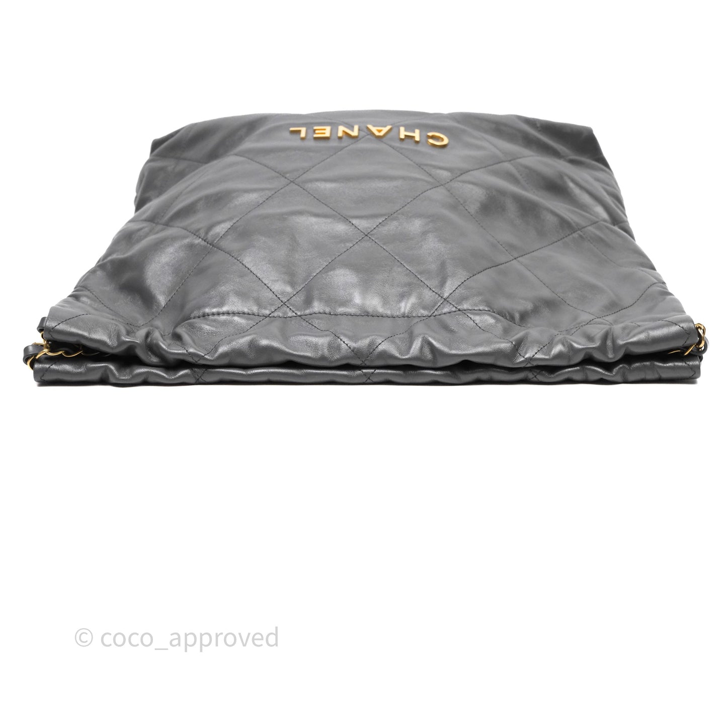 Chanel 22 Bag Medium Dark Grey Calfskin Gold Hardware