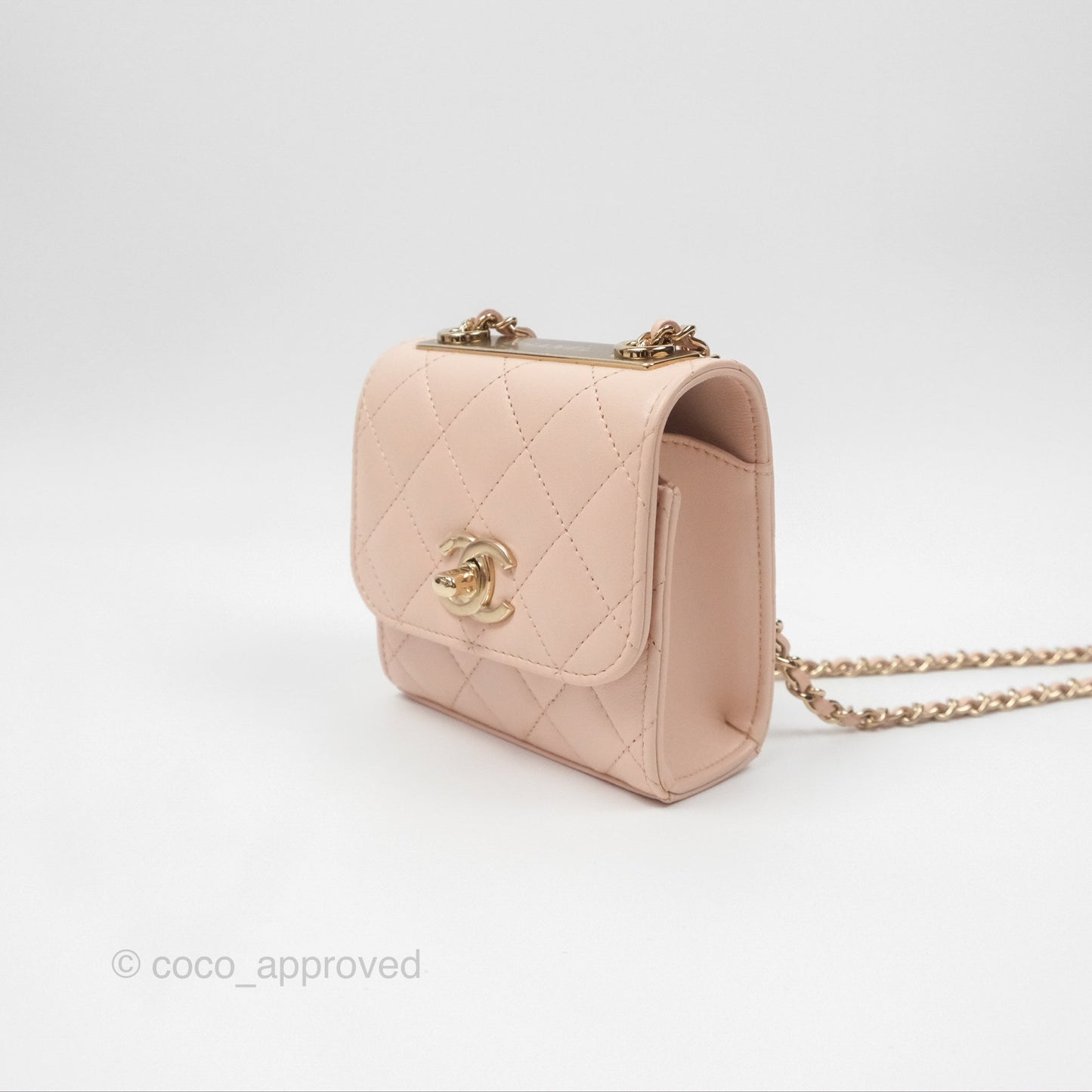 Chanel Mini Quilted Trendy CC Clutch With Chain Light Pink Lambskin Gold Hardware