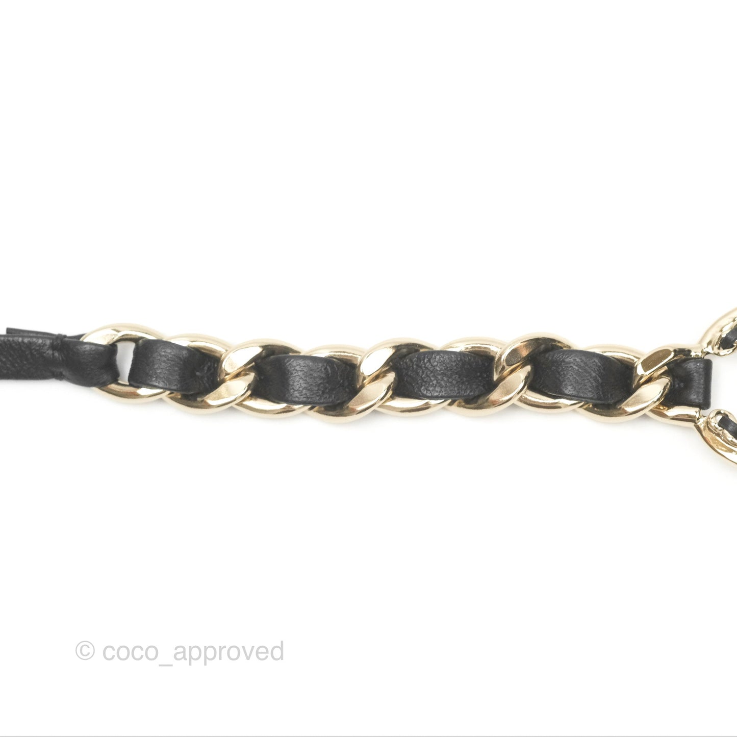 Chanel CC Woven Hair Band/Belt Accessory Black Gold Tone 22P