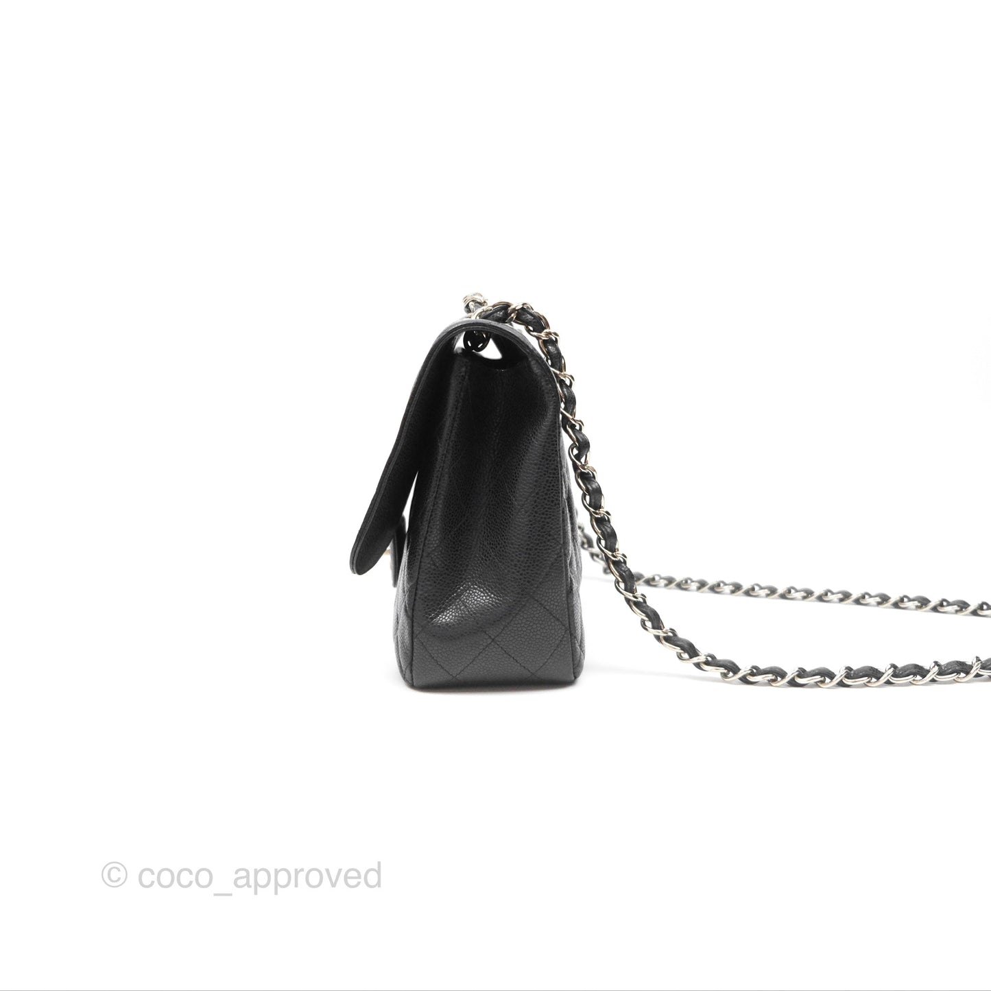 Chanel Jumbo Single Flap Quilted Black Caviar Silver Hardware