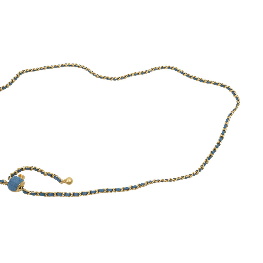 Chanel Quilted Pearl Crush Round Clutch With Chain Denim Aged Gold Hardware