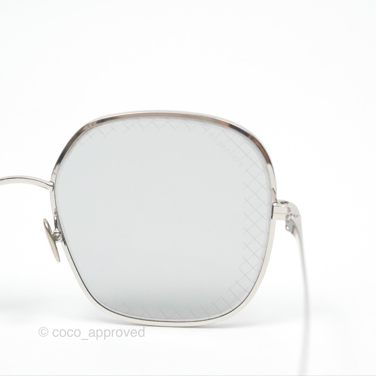 Chanel Gradient Lenses Square Sunglasses Silver Tone