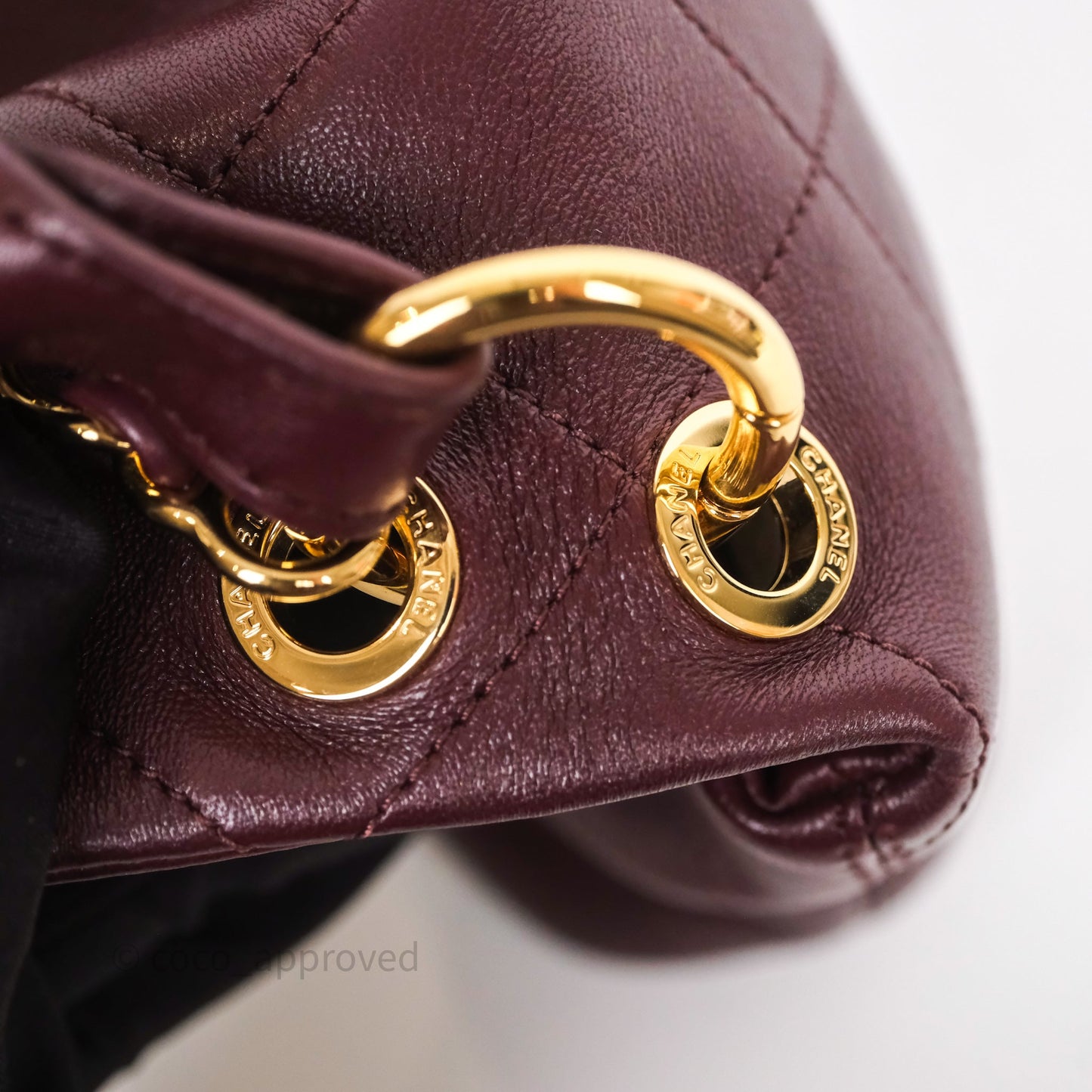 Chanel Quilted Shoulder Flap Bag Red Burgundy Lambskin Gold Hardware