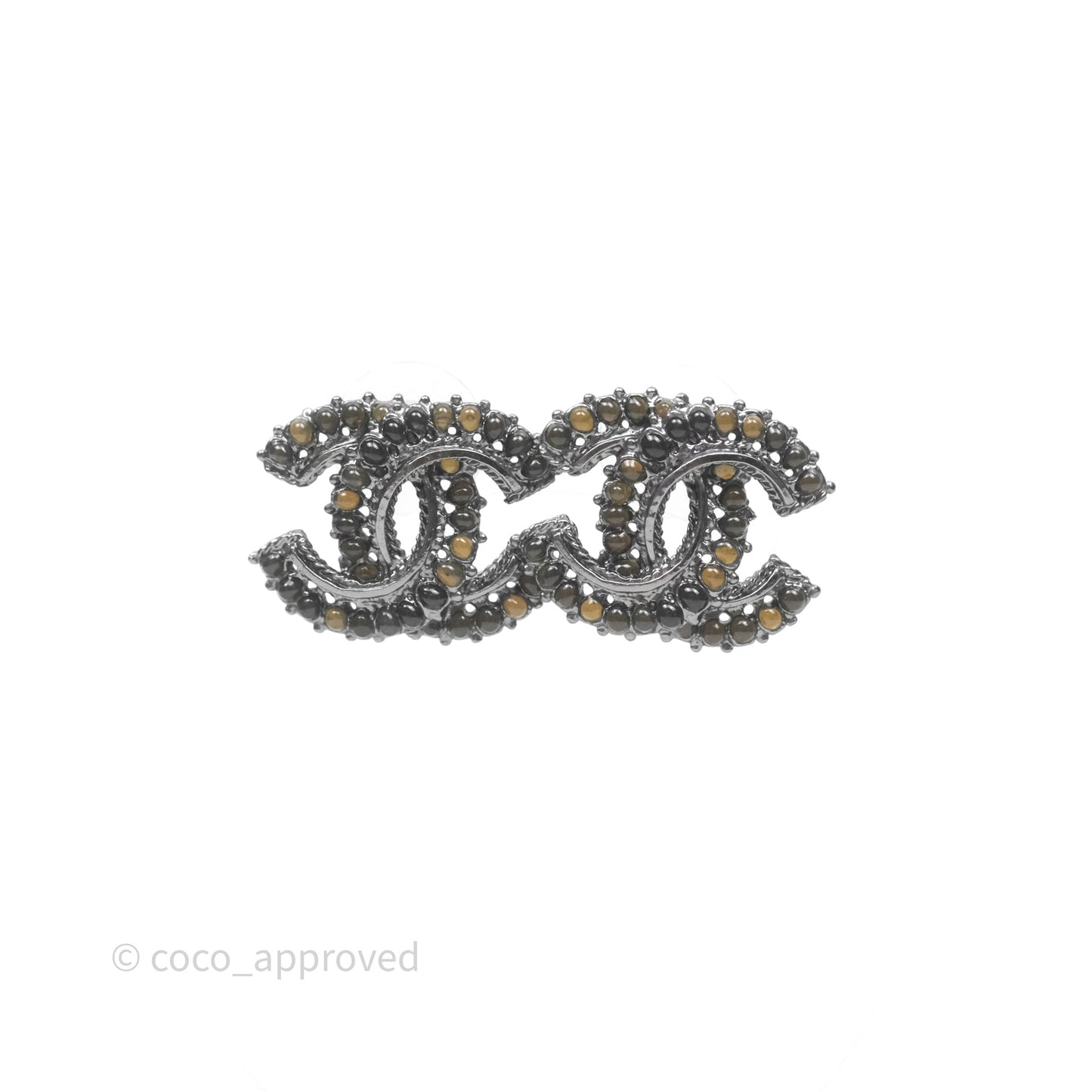 Chanel Resin Stone CC Earrings Ruthenium Hardware 14A