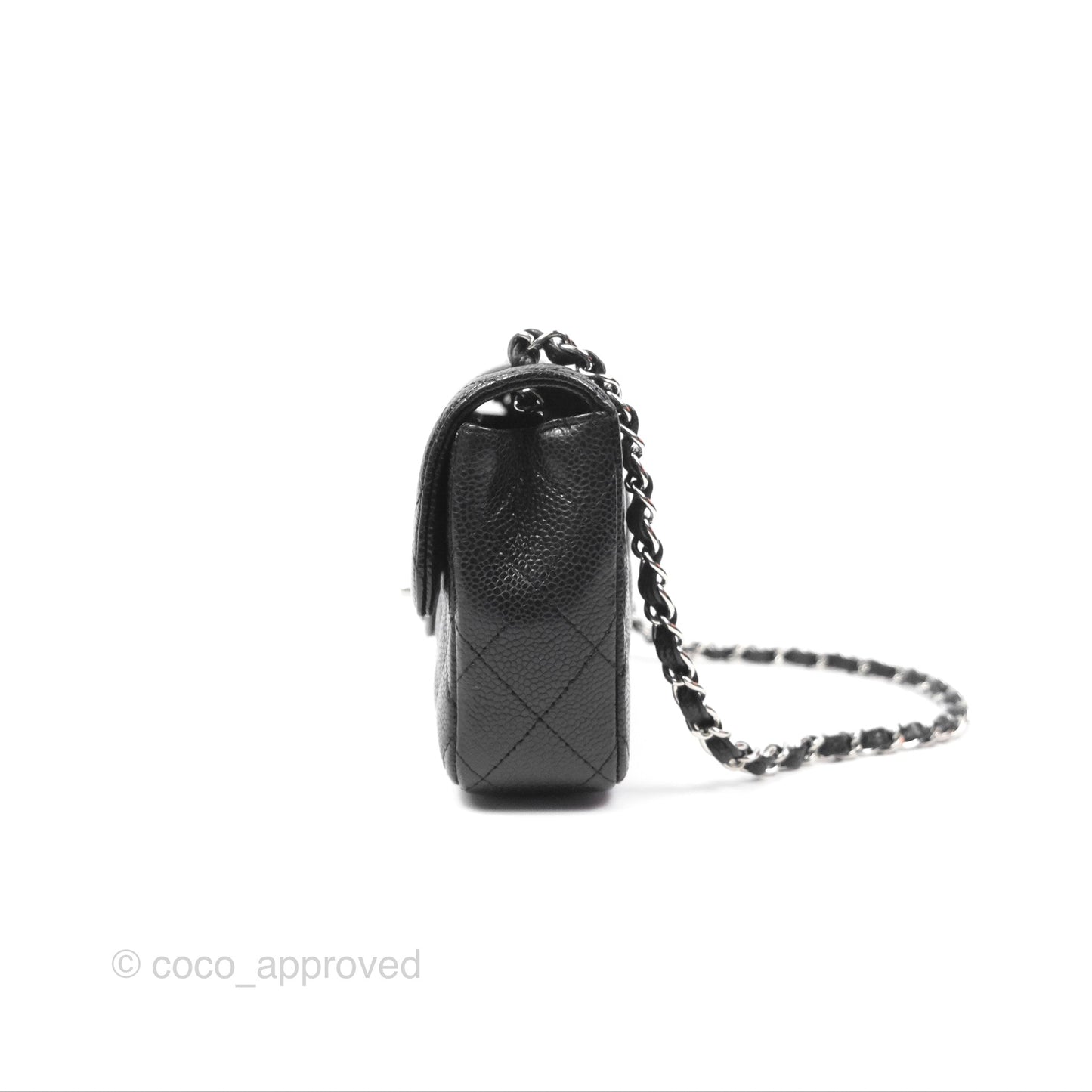 Chanel East West Flap Bag Black Caviar Silver Hardware