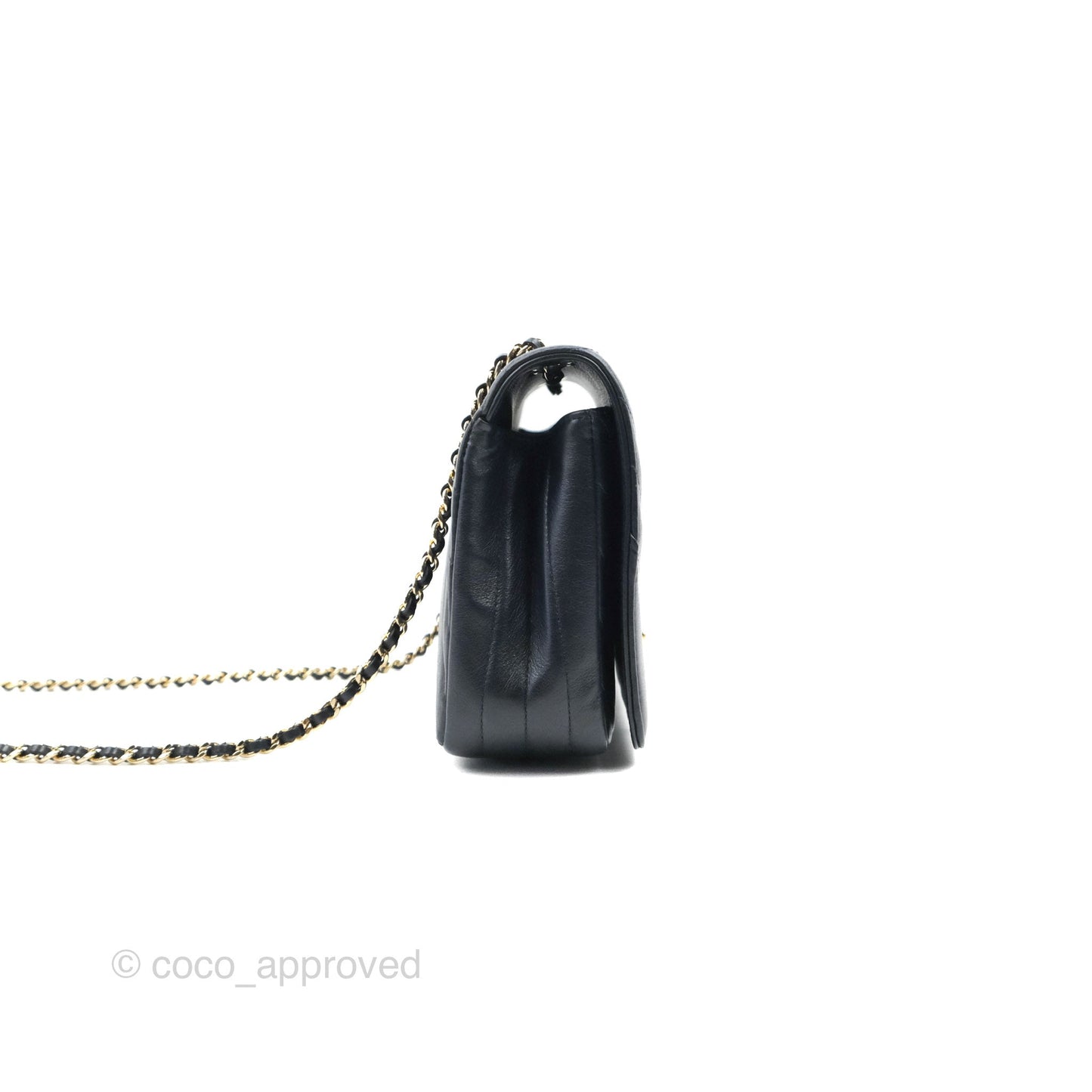 Chanel Medium Statement Chevron Flap Bag Navy Calfskin Gold Hardware