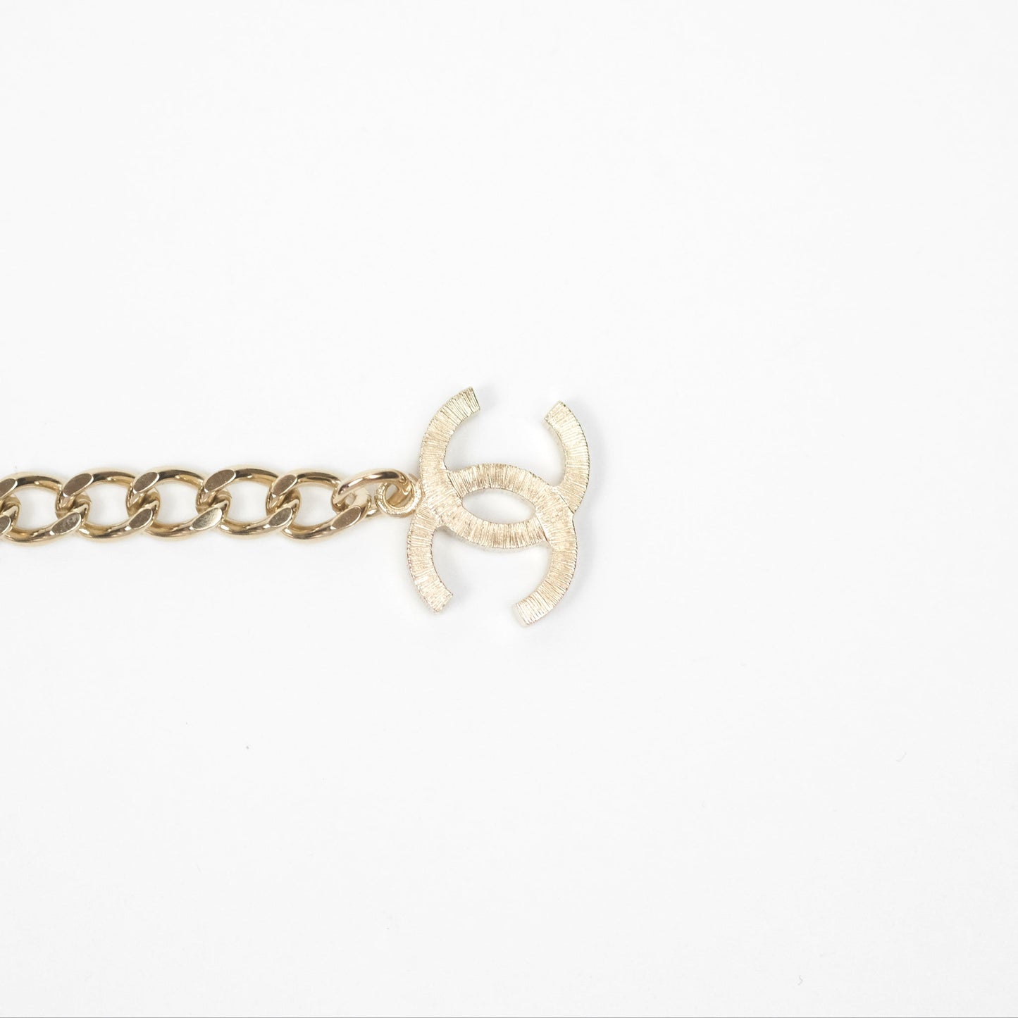 Chanel Crystal CC Pearl Black Leather Chain Braided Necklace Gold Tone 21K