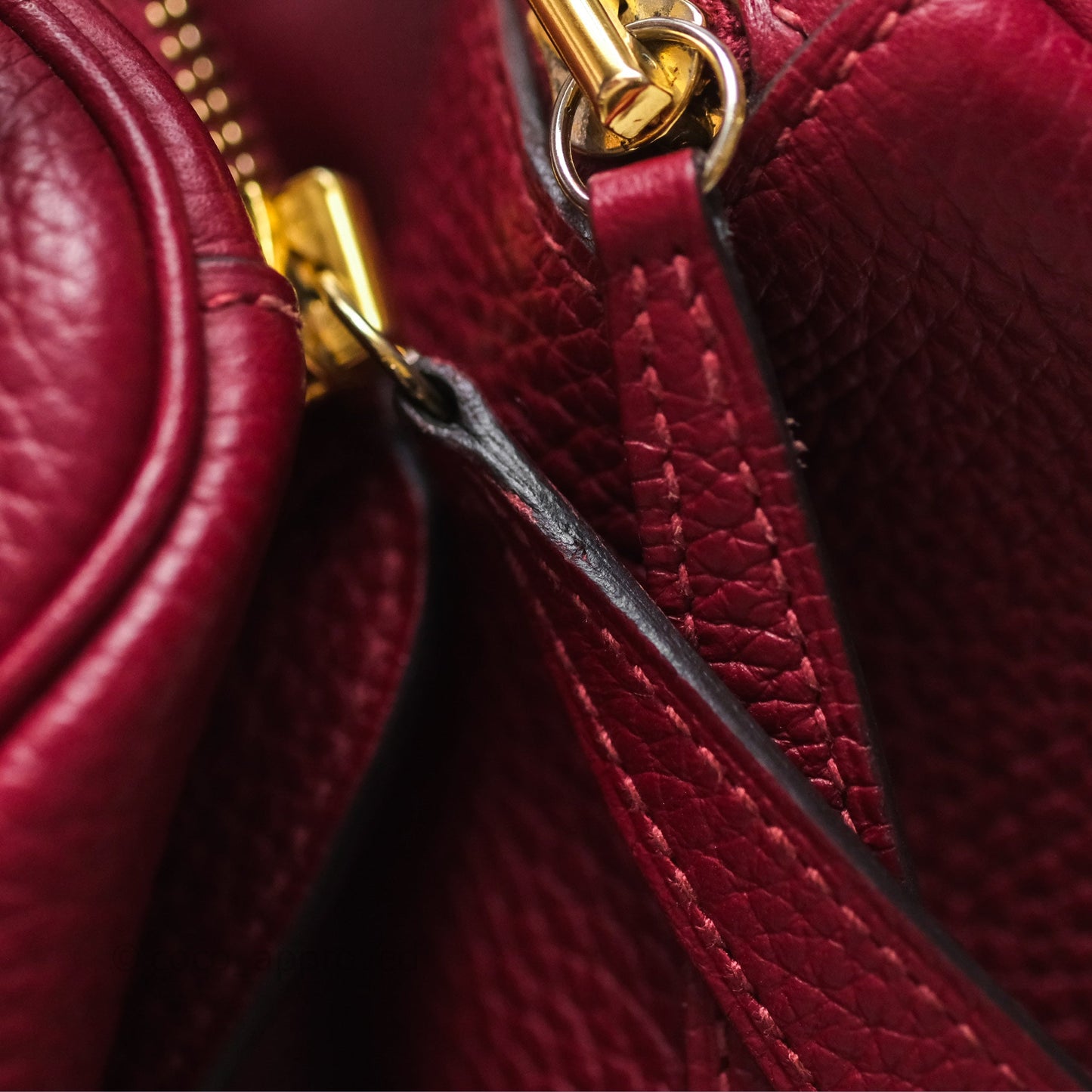 Hermès Lindy 30 Rouge Grenat K1 Clemence Gold Hardware