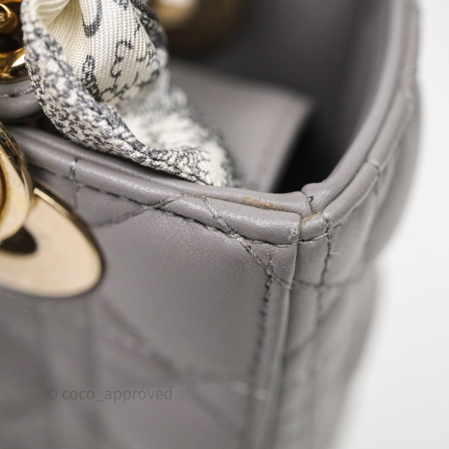 Christian Dior Small Lady Dior Grey Lambskin Gold Hardware