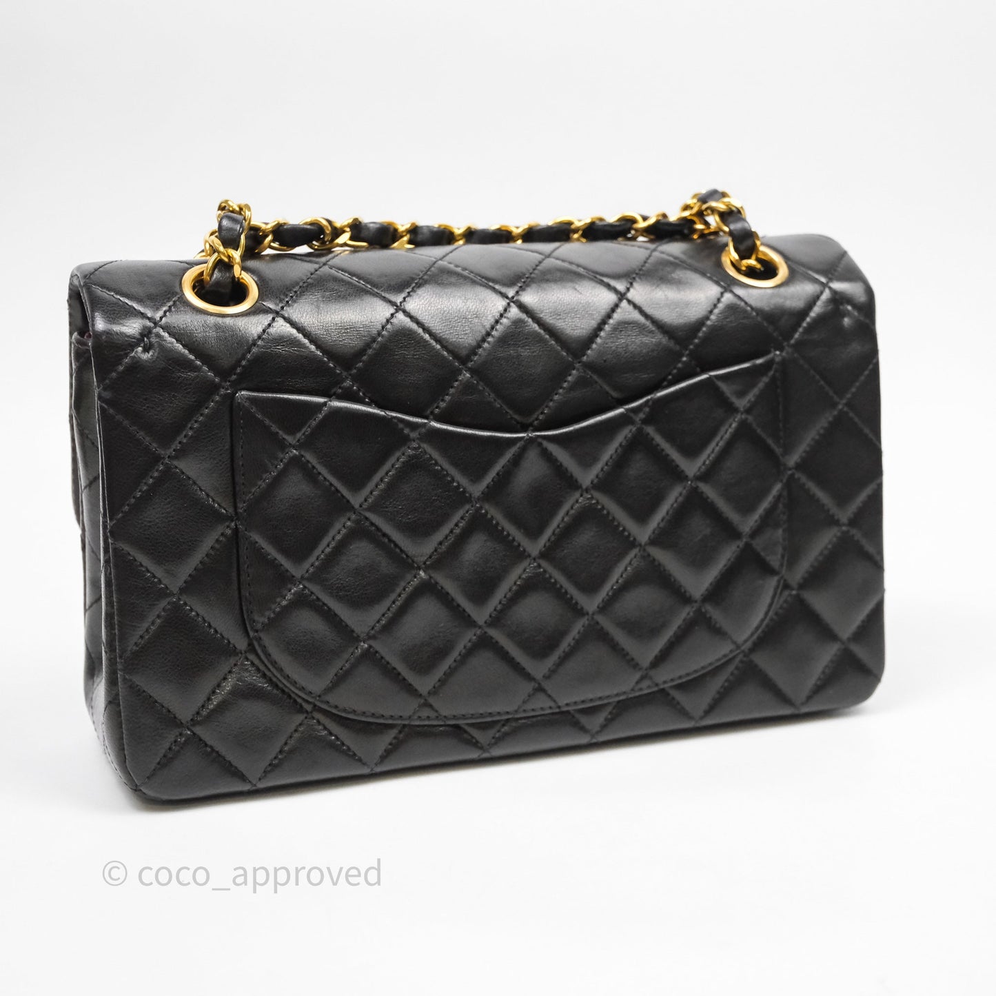 Chanel Vintage Classic Small Flap Bag Black Lambskin 24K Gold Hardware