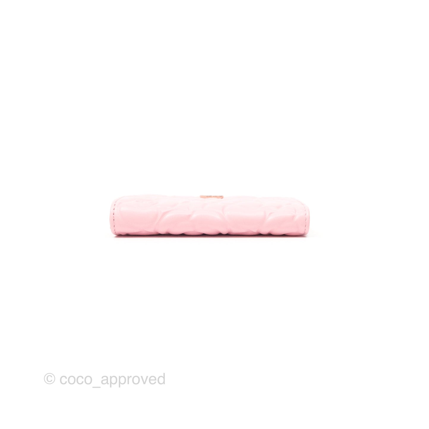 Chanel Key Holder Case Pink Camellia Embossed Lambskin Gold Hardware