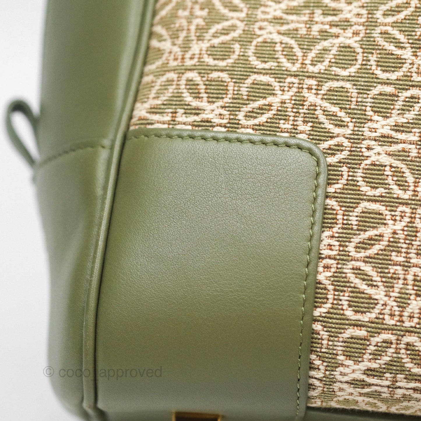 Loewe Amazona 19 Square Green/ Avocado Green in Anagram Jacquard and Calfskin