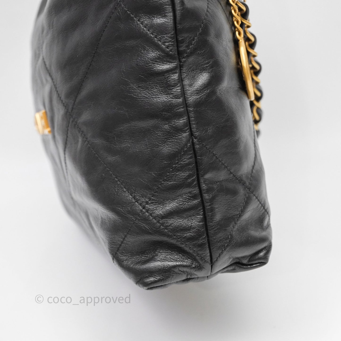 Chanel 22 Small Black Calfskin Aged Gold Hardware