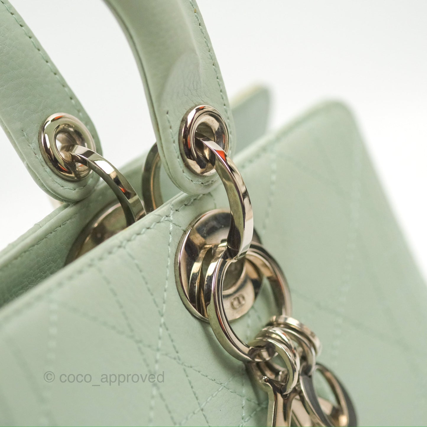 Dior East West Lady Dior Mint Green Calfskin Silver Hardware