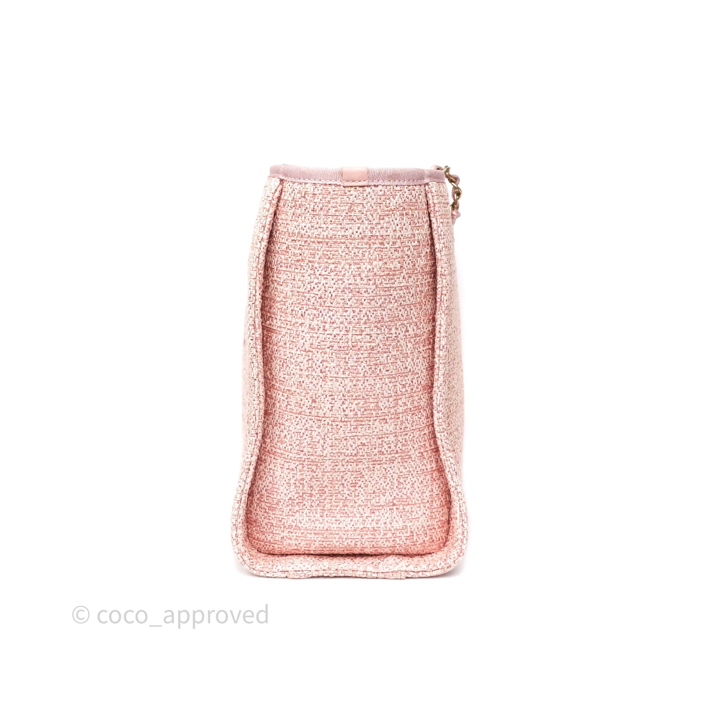 Chanel Medium Deauville Pink Glitter Raffia Gold Hardware