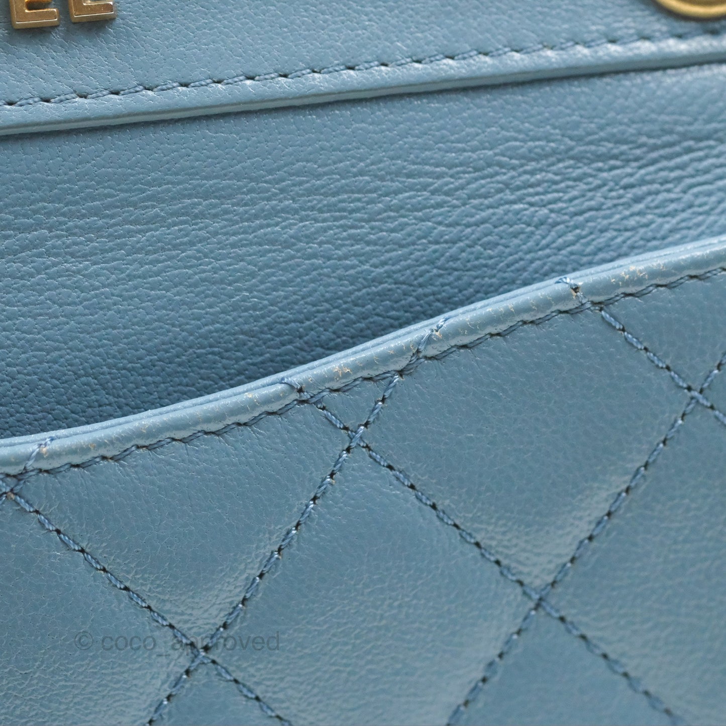 Chanel Curved Flap Bag Blue Lambskin Aged Gold Hardware