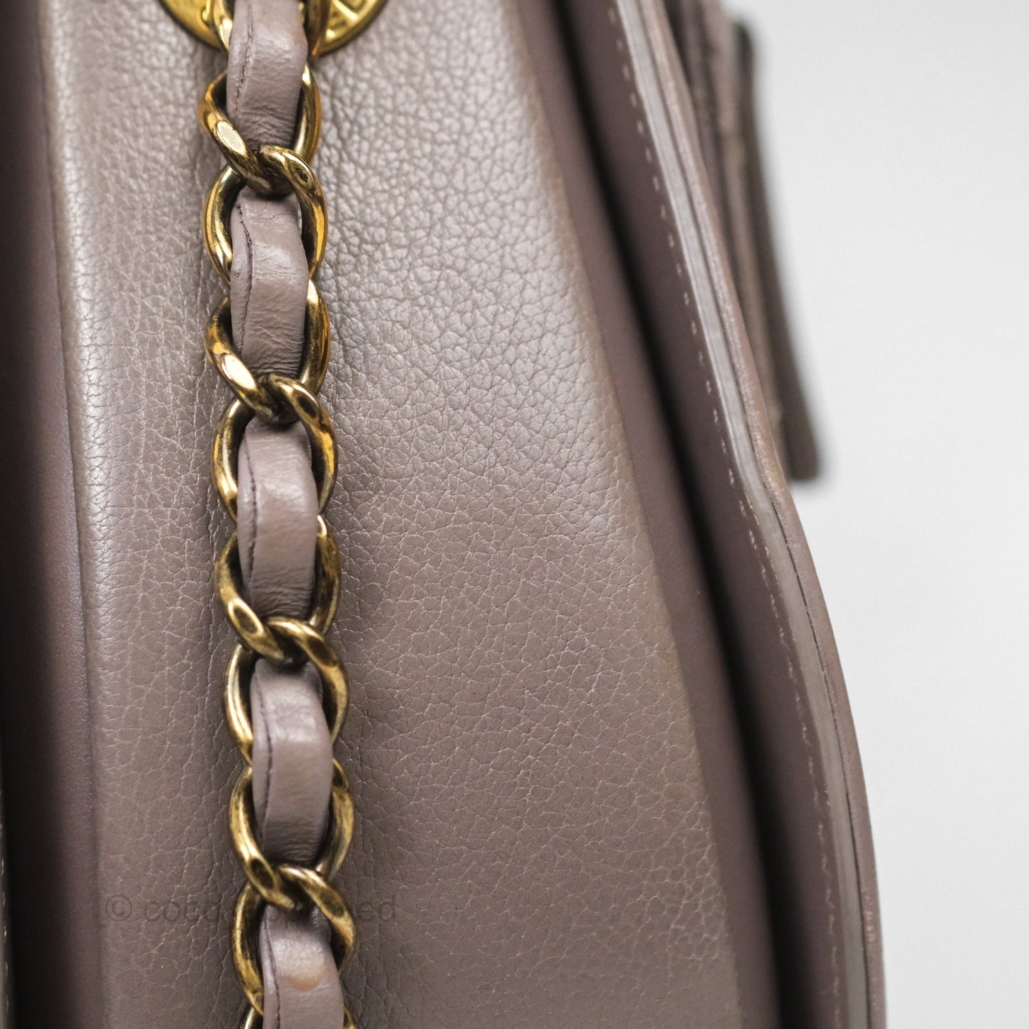 Chanel Coco Curve Flap Burnished Lilac Grey Calfskin Goatskin Antique Gold Hardware