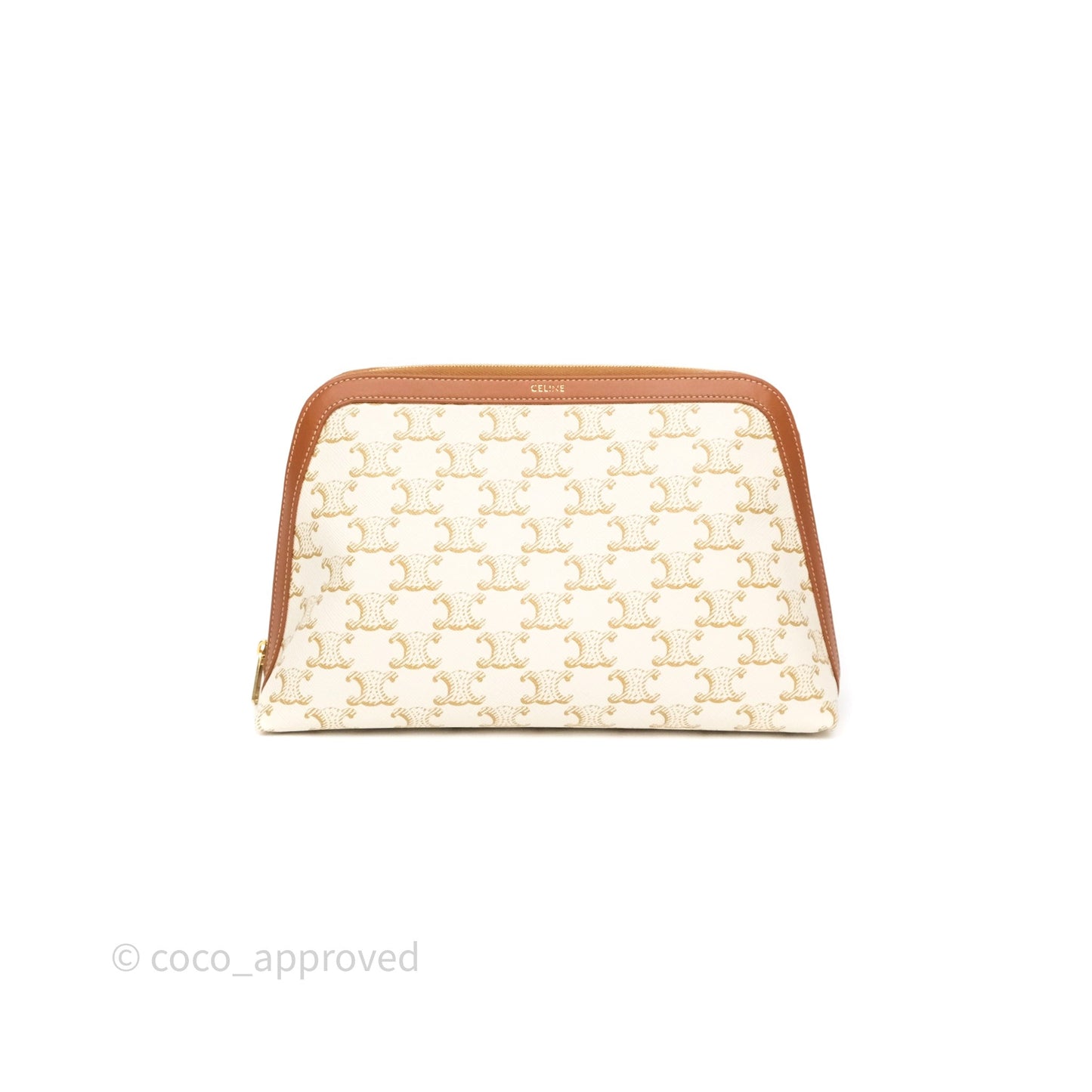 Celine Large Cosmetic Pouch White Triomphe Canvas