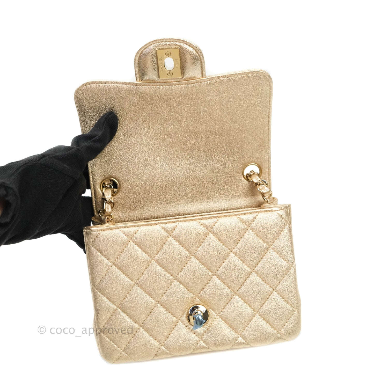 Chanel Classic Quilted Mini Square Gold Lambskin Gold Hardware 21P