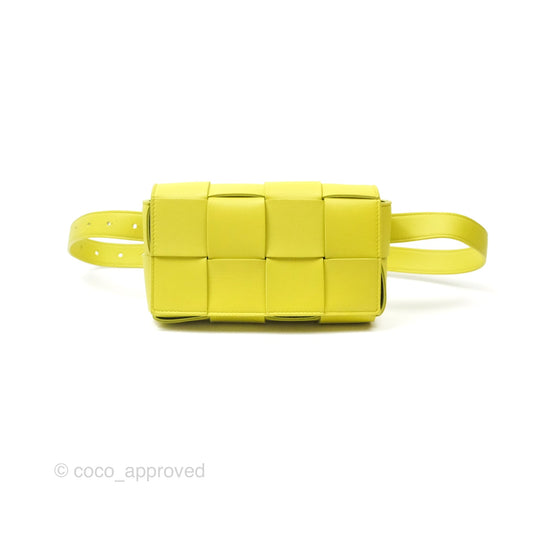 Bottega Veneta Mini Cassette Belt Bag Intreccio Lambskin Kiwi