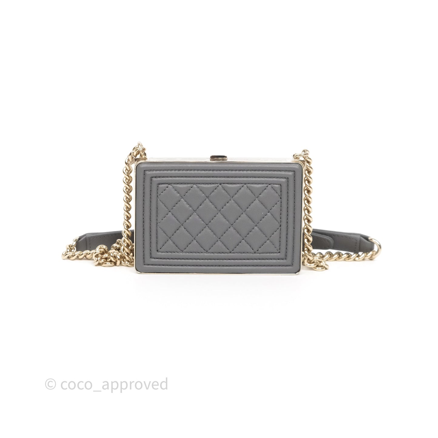 Chanel Grey Boy Mini Clutch Lambskin Gold Hardware