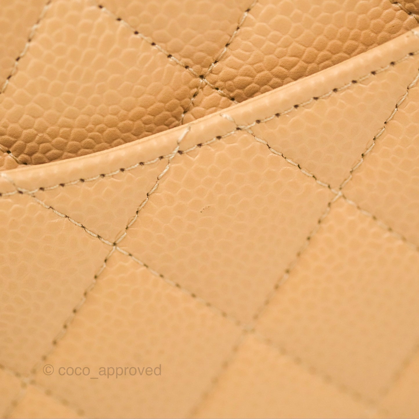 Chanel Classic M/L Medium Flap Quilted Beige Caviar Silver Hardware