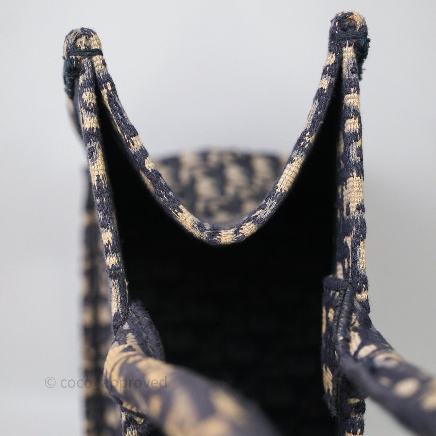 Christian Dior Medium Blue (Old Small) Dior Oblique Embroidery Canvas Book Tote